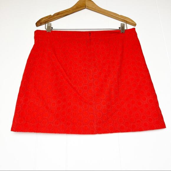 Gap Red Orange Eyelet Back Zip Mini Skirt Women’s Size 6 - Picture 2 of 9
